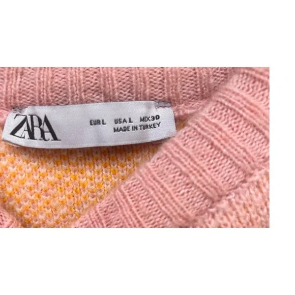 Zara Fruit Intarsia Knit Sweater Pink Fair Isle Strawberry Cherry Pineapple L - Picture 3 of 5